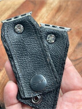 SPARK'L Brand Apple Watch Band Upcycled Damier Adjustable Rhinestone Accent
